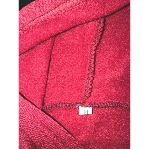 Wine Pullover Hoodie With Drawstring & Kangaroo Pocket Medium Size Cotton Blend - Picture 3 of 6